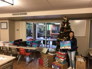 Serving Christmas dinner at shelters - 2016